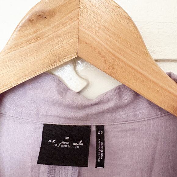Out From Under Vera Button-Down Sleep Shirt Lavender Cotton Boxy Fit Size S - Picture 4 of 7